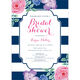 Navy Vintage Flower Bridal Shower Invitations Image 4 of 6